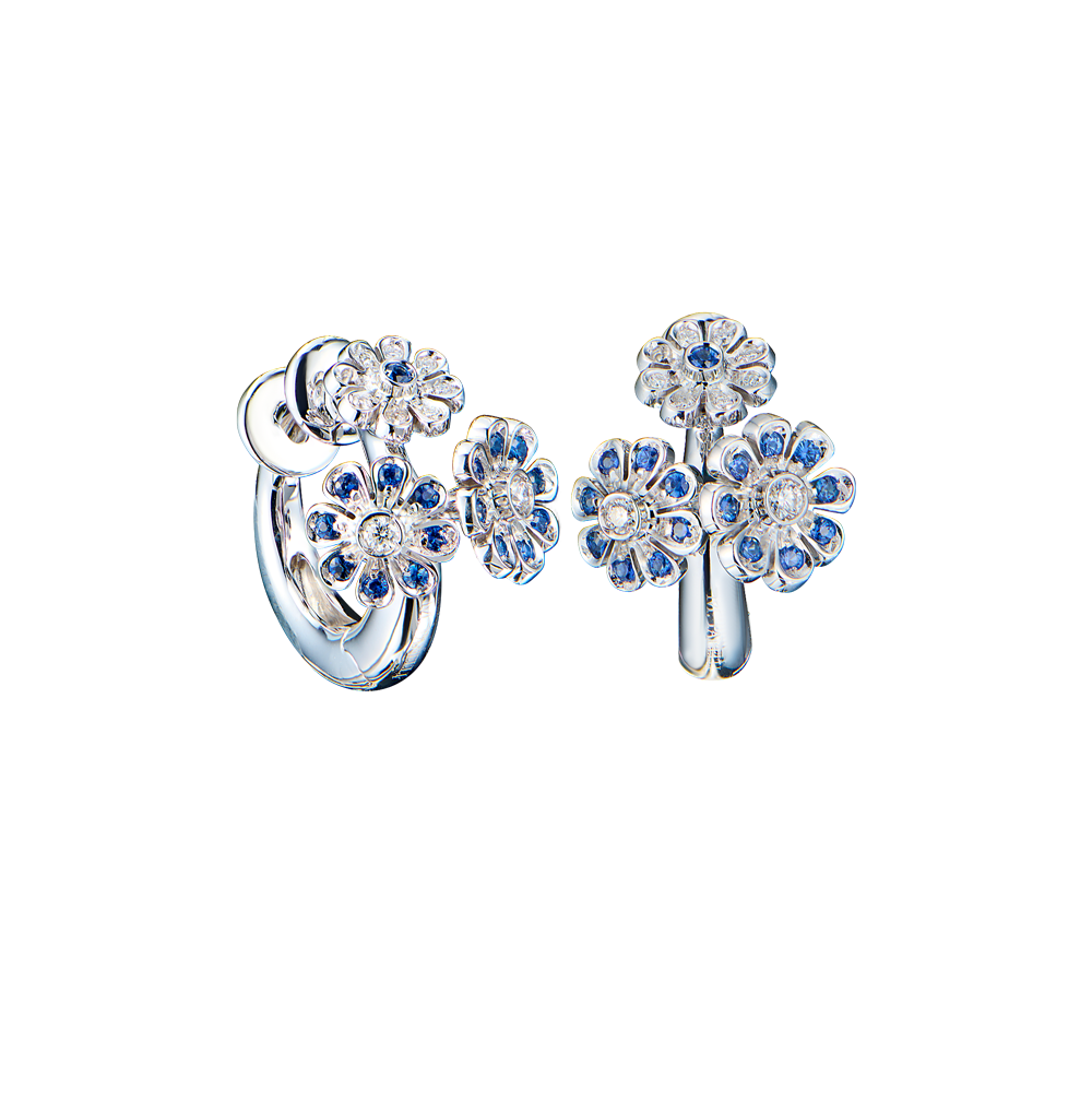 Серьги Mario Panelli FLOWER Blue Sapphire & Diamonds & White Gold(45623) №3
