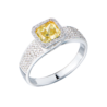 Кольцо GIA 1,07 ct Fancy Yellow/VS2 Radiant Cut & White Gold(53558) №1