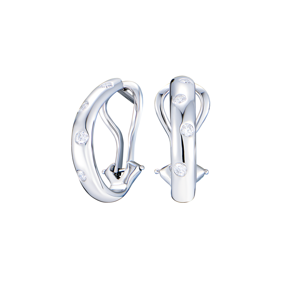 Серьги Tiffany & Co Etoile Platinum & Diamond Hoop Earrings(50265) №4