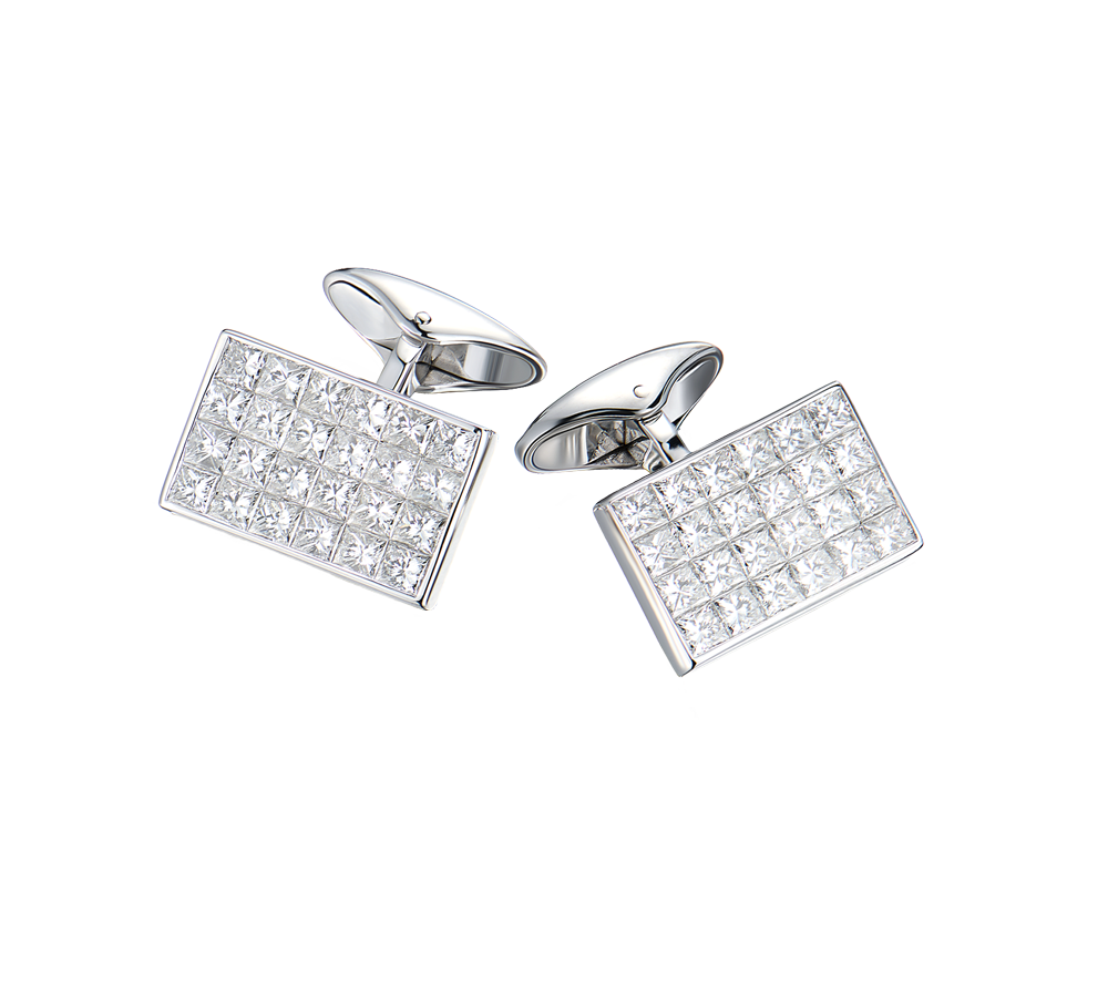 Запонки No name 5,40 ct Princess Cut Diamonds White Go(52910) №3