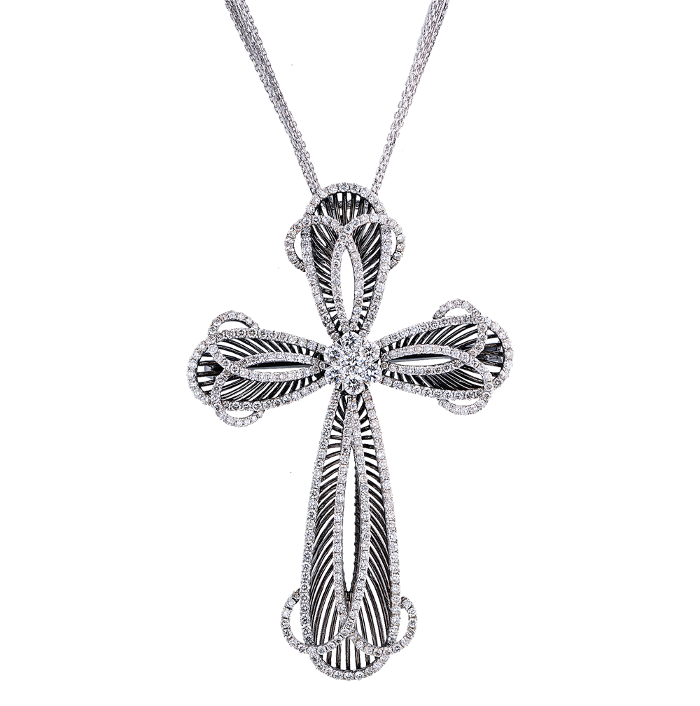 Крест Oro Vitchenza Jewellery 3,01 ct Round Cut Diamonds & Gold Подвеска-брошь(36211) №4