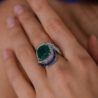 Кольцо GRS Gemresearch Swisslab 7,47 ct Natural Green Emerald & Sapphires & Diamonds(26041) №4