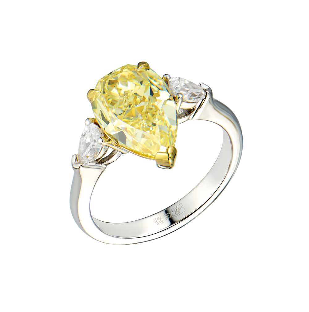 Кольцо GIA 4,02 ct Natural Fancy Yellow/VS2 Pear Cut Diamond(48968) №5