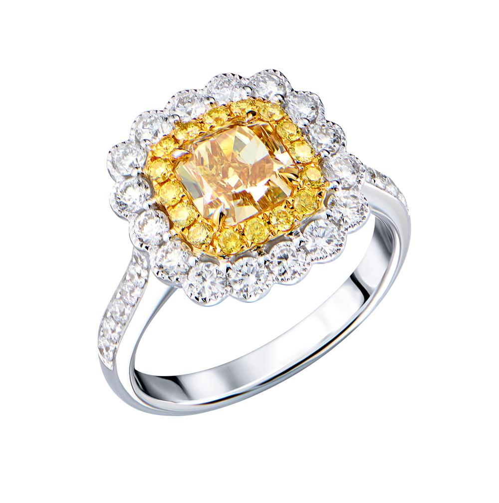 Кольцо GIA 1,21 ct Fancy Yellow/VS2 Radiant Cut & White Gold(53564) №5
