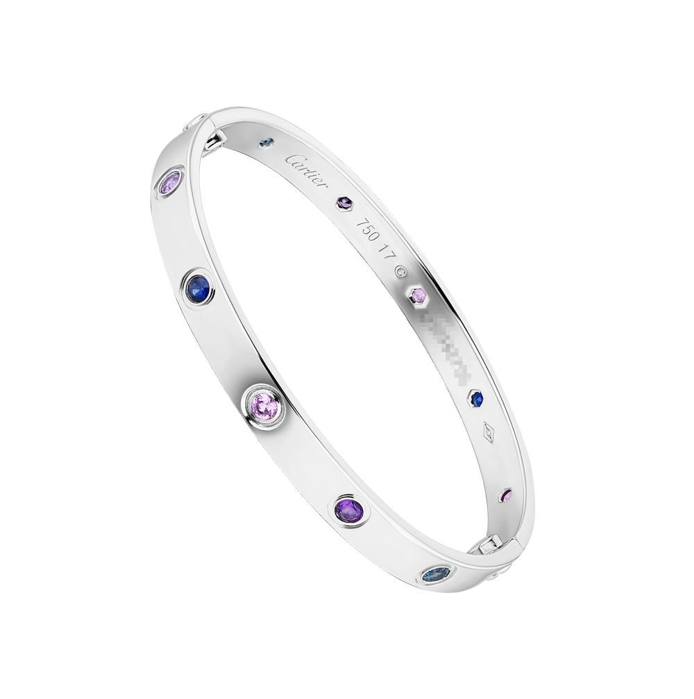 Браслет No name в стиле Cartier Love WHITE GOLD, AQUAMARINES, SAPPHIRES, SPINELS, AMETHYSTS (SIZE 17)(32754) №4
