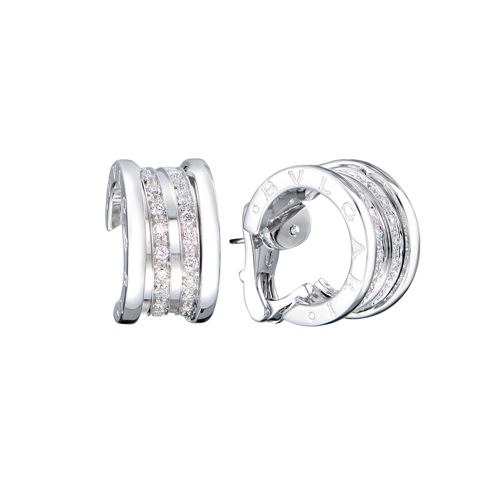 Серьги No name в стиле Bvlgari B.Zero1 White Gold & Diamonds(54386) №2