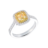 Кольцо GIA 1,01 ct Fancy Light Yellow/SI1 Cushion Cut & White Gold(54477) №1