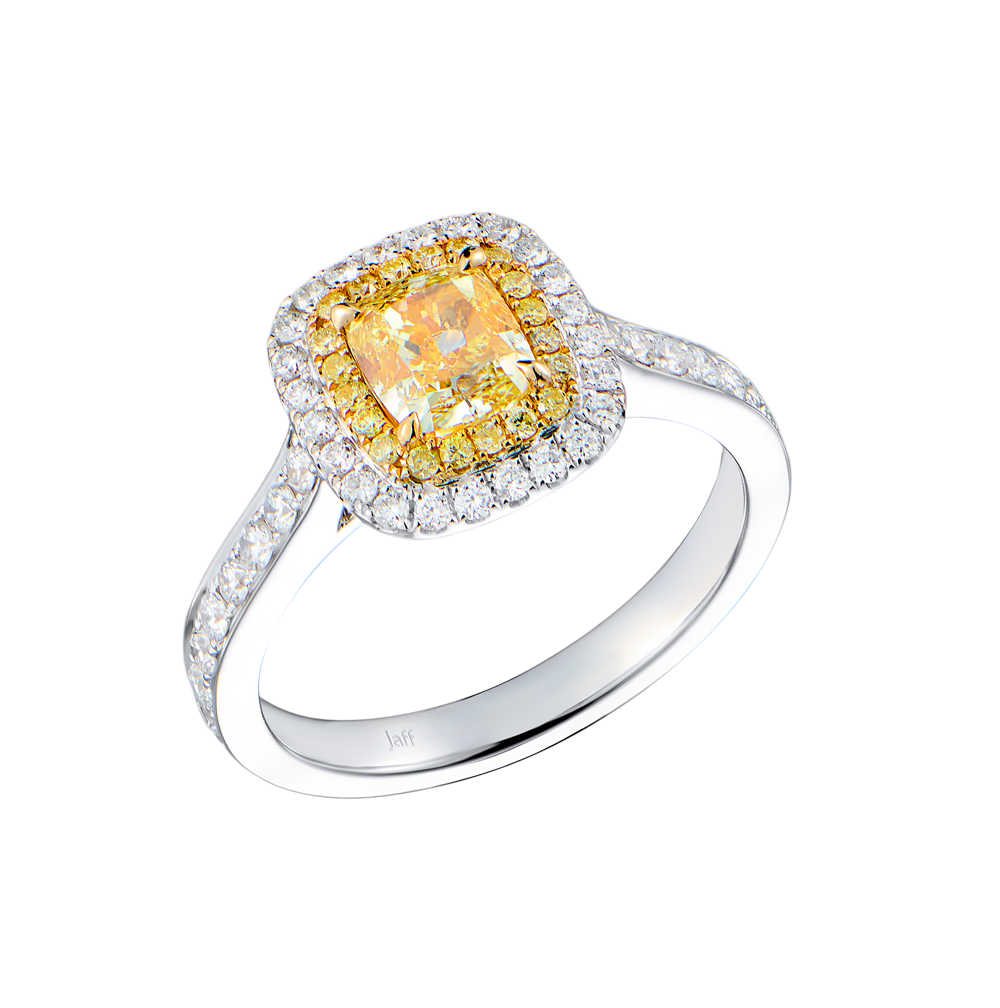 Кольцо GIA 1,01 ct Fancy Light Yellow/SI1 Cushion Cut & White Gold(54477) №3