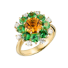 Кольцо No name Citrine & Tsavorites & Diamonds Flower(52595) №1