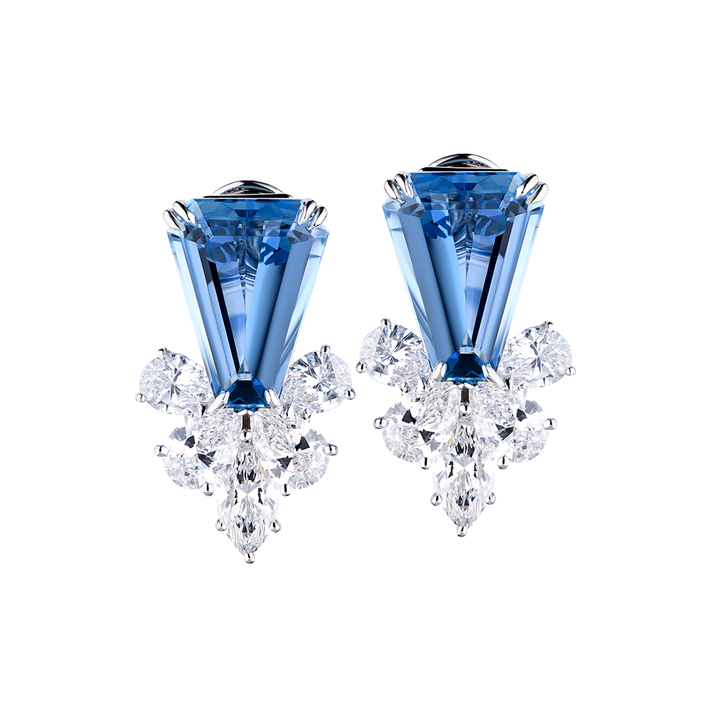 Серьги Harry Winston Aquamarine & Diamonds in Platinum(29933) №4