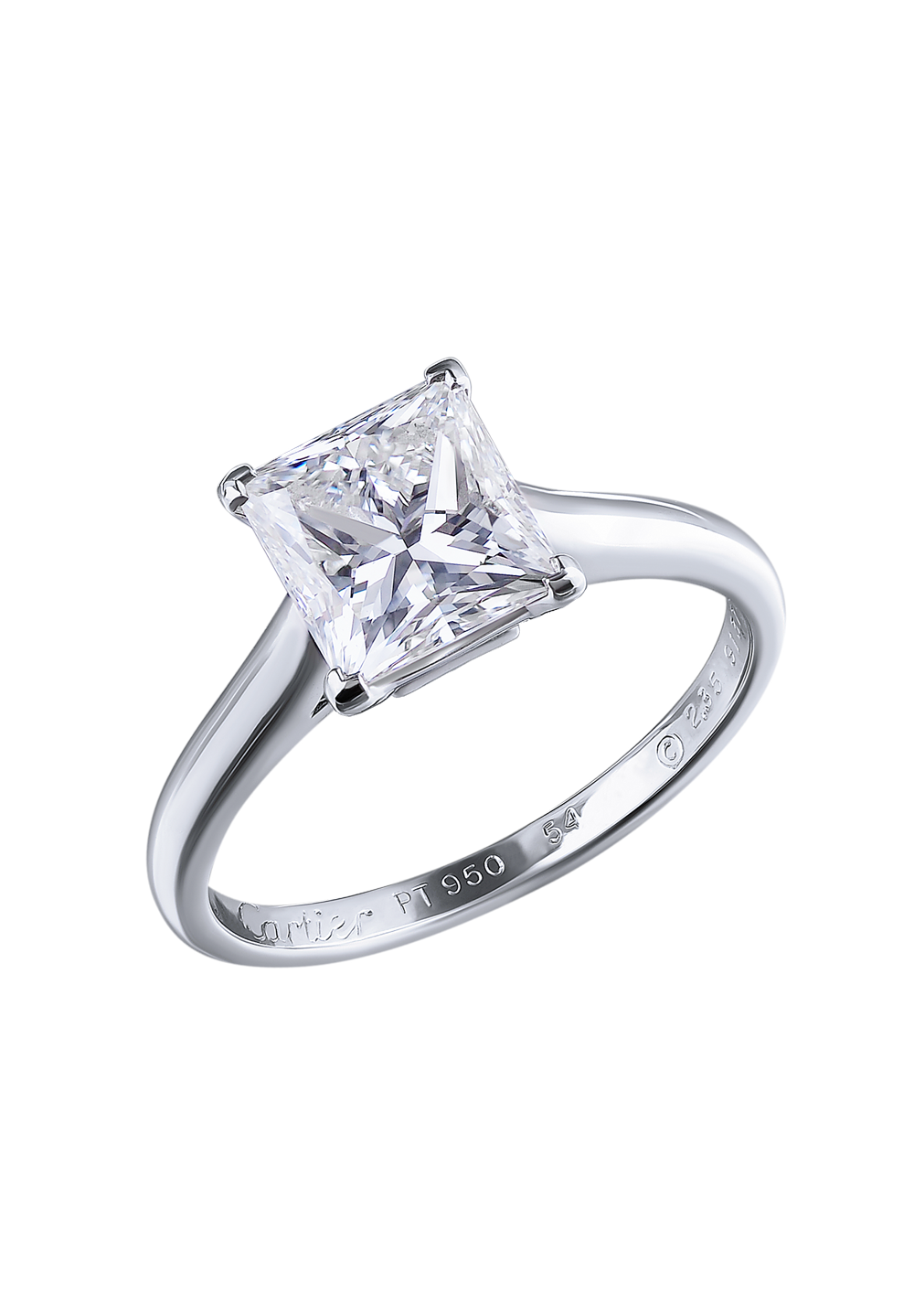 Кольцо Cartier Solitaire Princess Diamond 2,35 ct G/VS1 Platinum (SIZE 54)(13018) №2