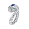 Кольцо No name в стиле Bvlgari Serpenti Diamonds & Emeralds & Sapphire(28288) №1