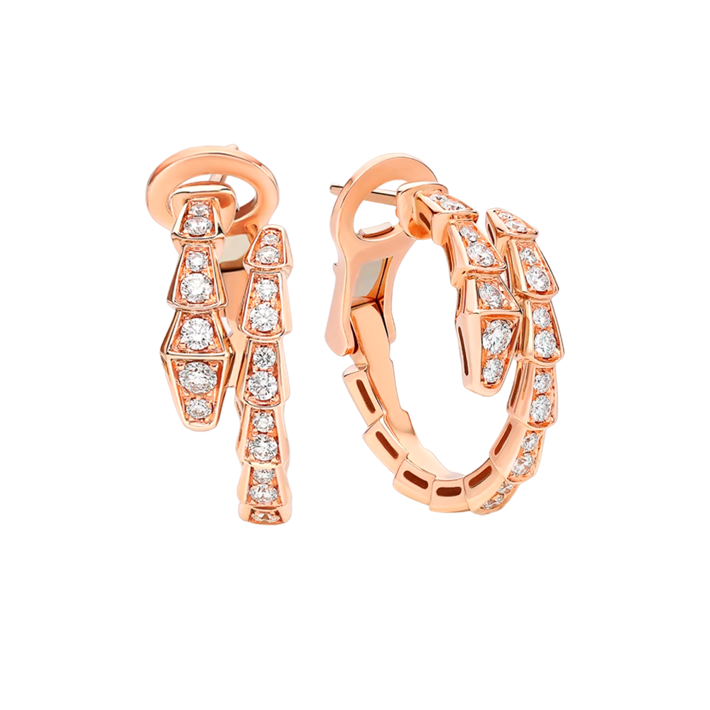Серьги Bvlgari Serpenti Viper Rose gold pavé diamonds 358361(53076) №2