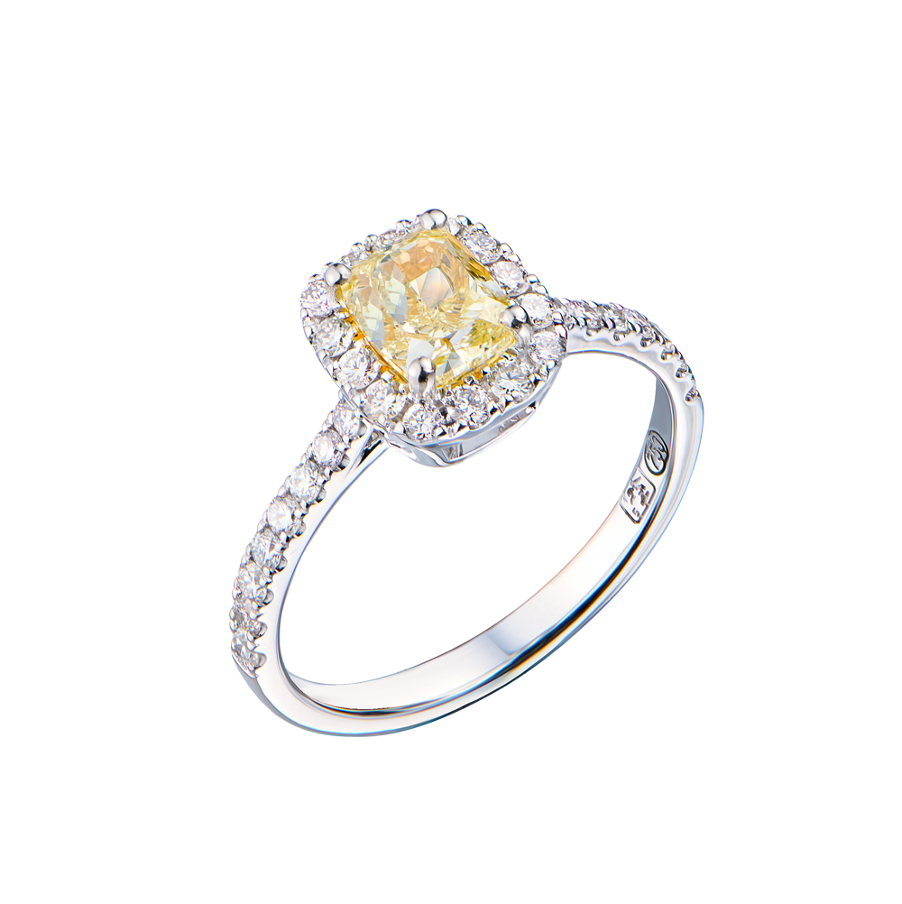 Кольцо GIA 1,01 ct Fancy Light Yellow/VS1 Cushion Cut & White Gold(55766) №3