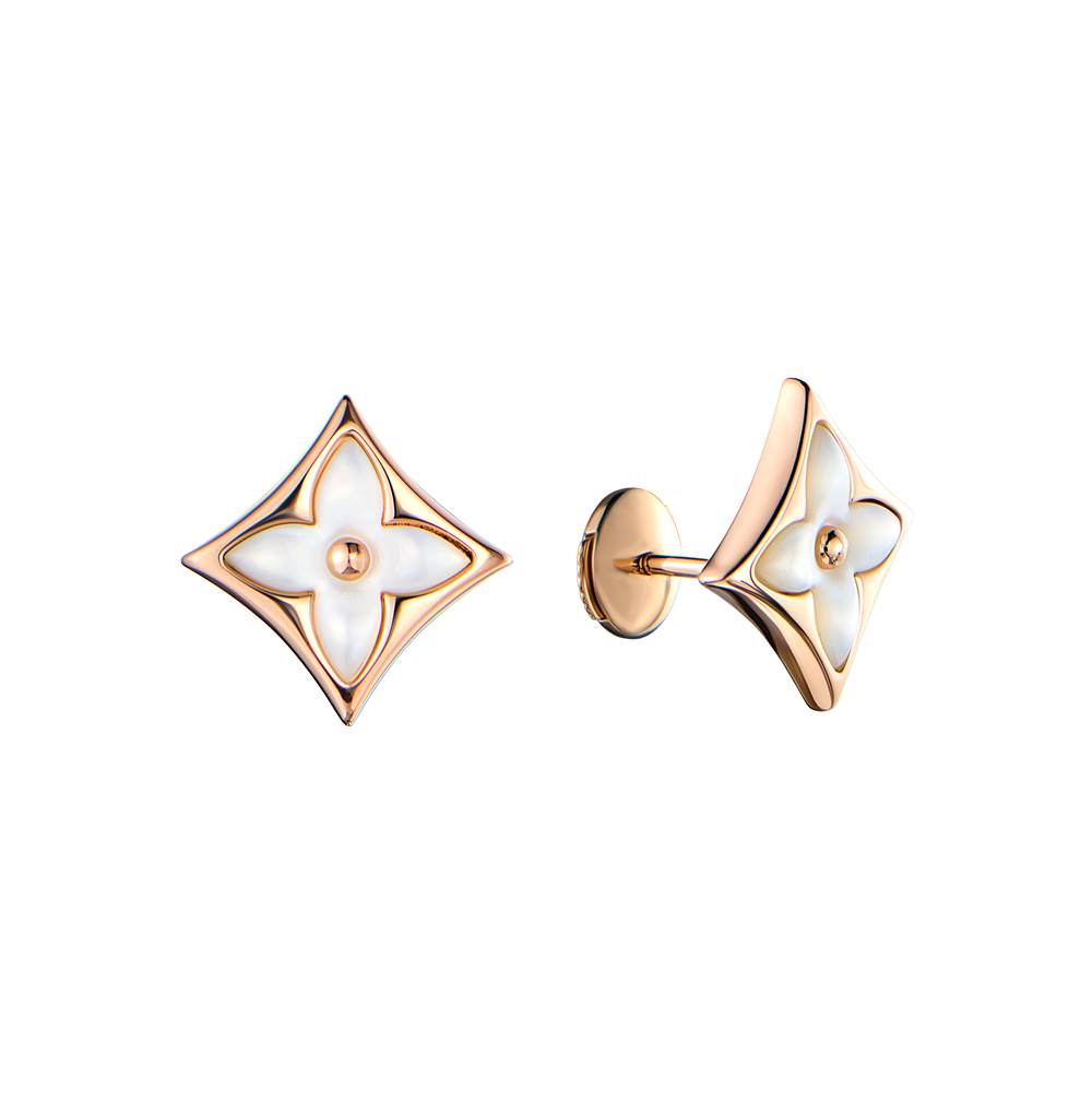Пусеты Louis Vuitton Color Blossom Star Ear Stud Pink Gold & White Mother-of-Pearl Q96426(53053) №2