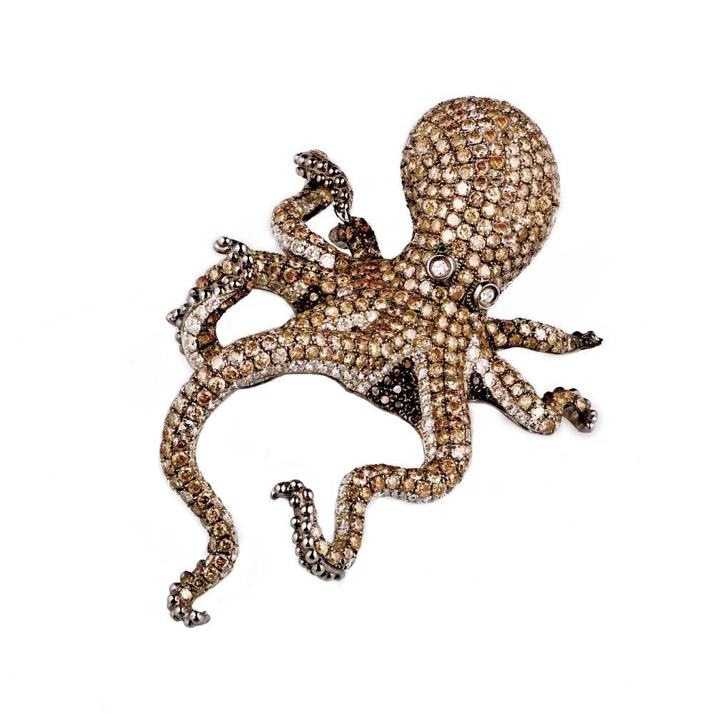 Подвеска Jacob&Co Octopus Design Black Plated White Gold & Diamonds(37218) №4