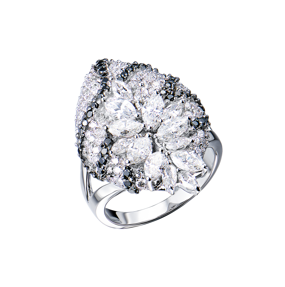 Кольцо No name 3,55 ct Round & Marquise Diamonds & 0,40 Black Diamonds & White Gold(49754) №4