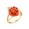 Кольцо De Grisogono Coccinelle Collection Coral & Onyx & Diamonds & Yellow Gold Ring(31810) №1