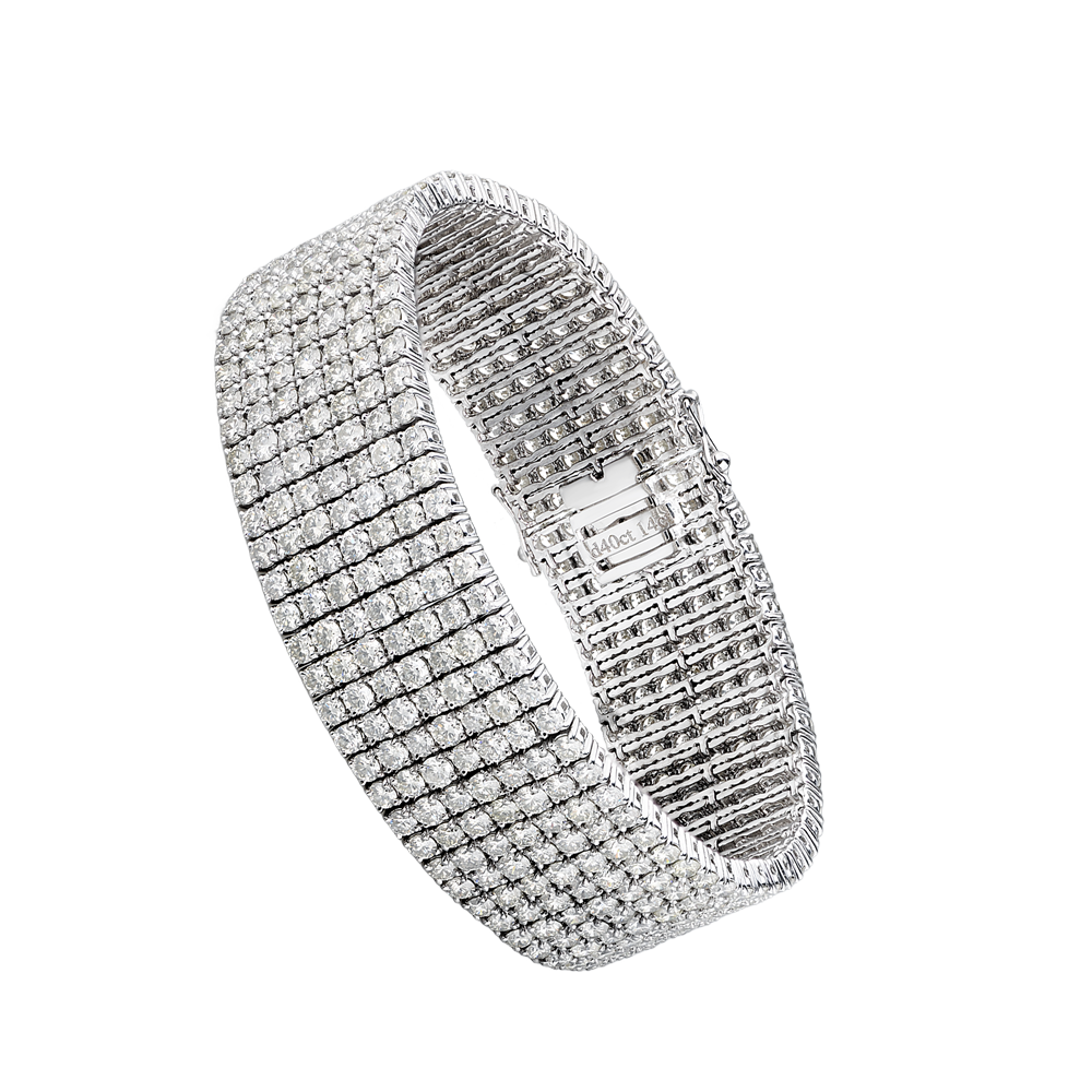 Браслет No name 40,0 ct G-H/VS-SI Round Cut Diamonds & White Gold(43782) №5