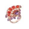 Кольцо No name Peacock Collection Coral & Amethyst & Topaz & Diamond(46419) №1