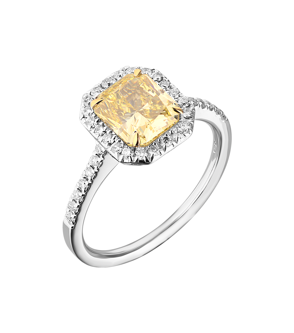 Кольцо GIA 2,09 ct Radiant Cut Fancy Yellow/VVS1(19250) №4