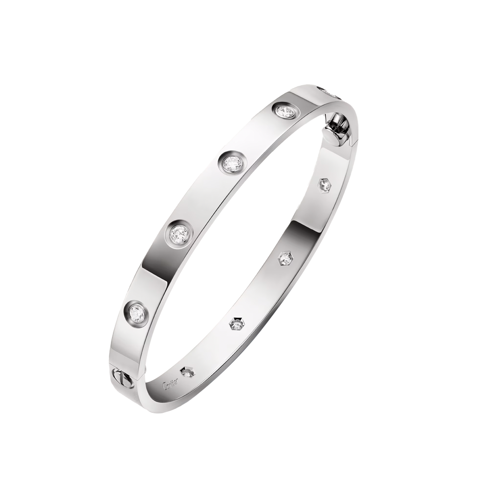 Браслет Cartier Vintage Love 10 Diamonds White Gold Classic Model (SIZE 18)(42404) №6