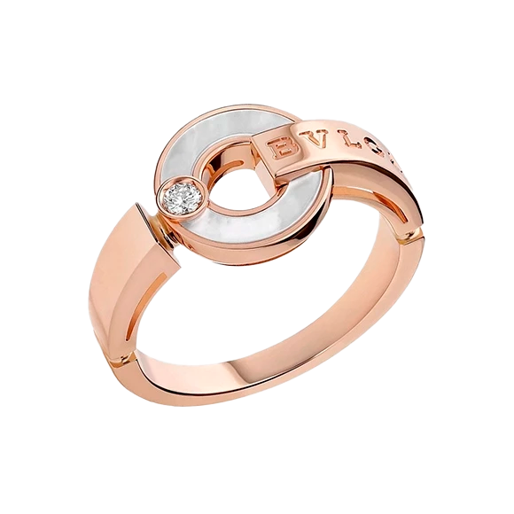 Кольцо Bvlgari Rose Gold & Diamond & Mother of Pearl (SIZE 53) 357520(35494) №2