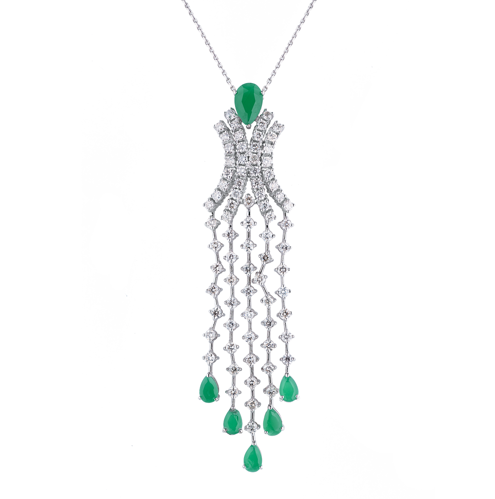 Подвеска No name 2,75 ct Round Diamonds & Green Stone(31708) №6
