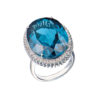 Кольцо No name White Gold & London Blue Topaz & Diamond(55484) №1
