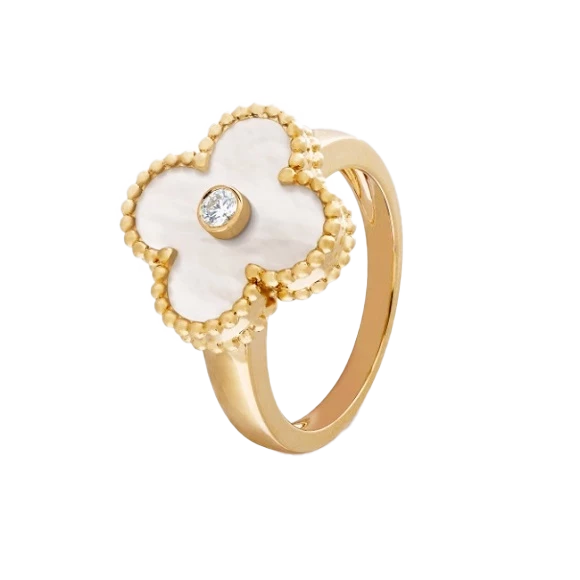 Кольцо Van Cleef & Arpels Vintage Alhambra Yellow Gold & Diamond & Mother-of-pearl VCARA41149(52715) №4