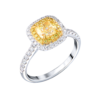 Кольцо GIA 1,03 ct Fancy Light Yellow/SI1 Cushion Cut & White Gold(53552) №1