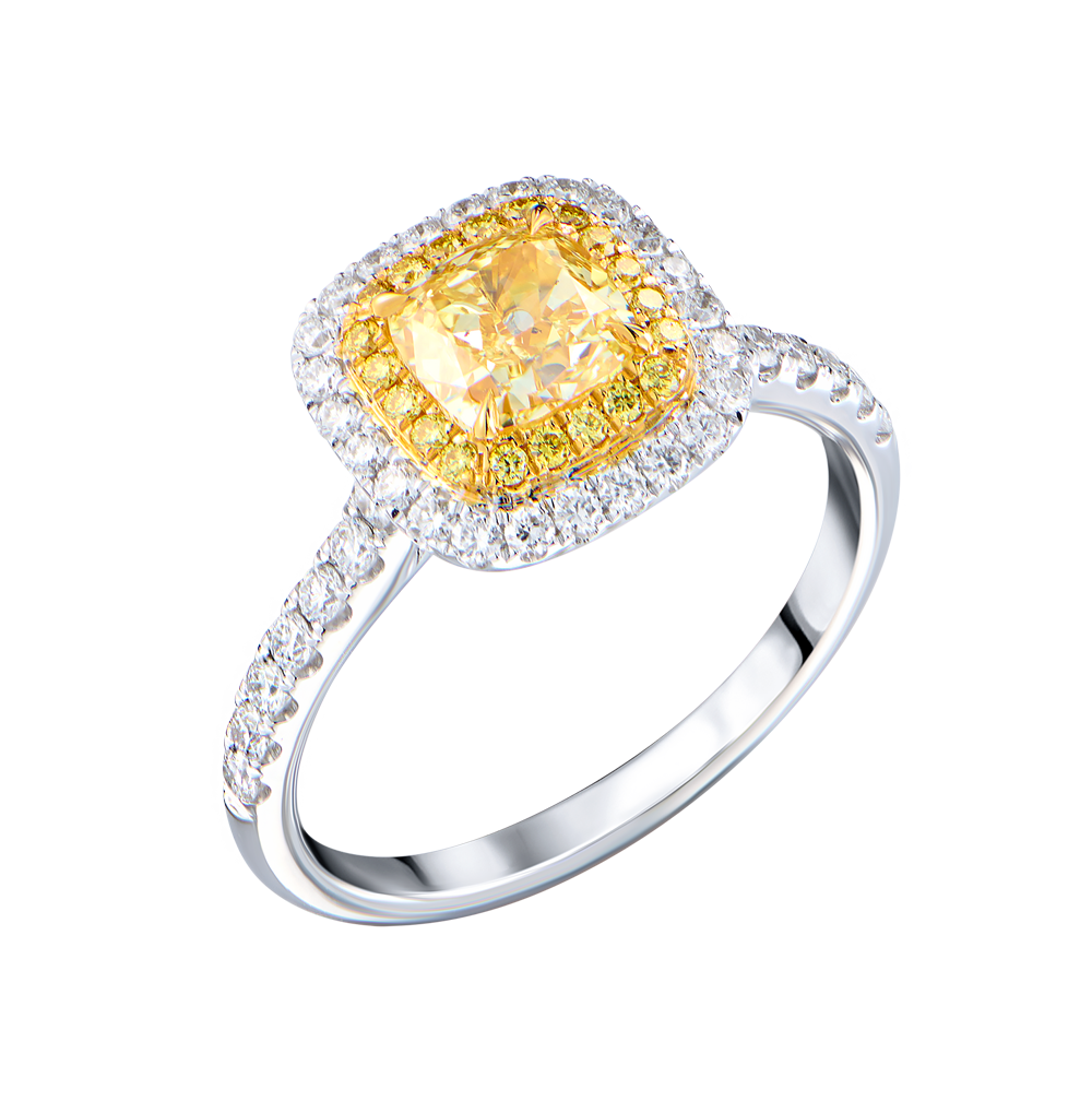 Кольцо GIA 1,03 ct Fancy Light Yellow/SI1 Cushion Cut & White Gold(53552) №5