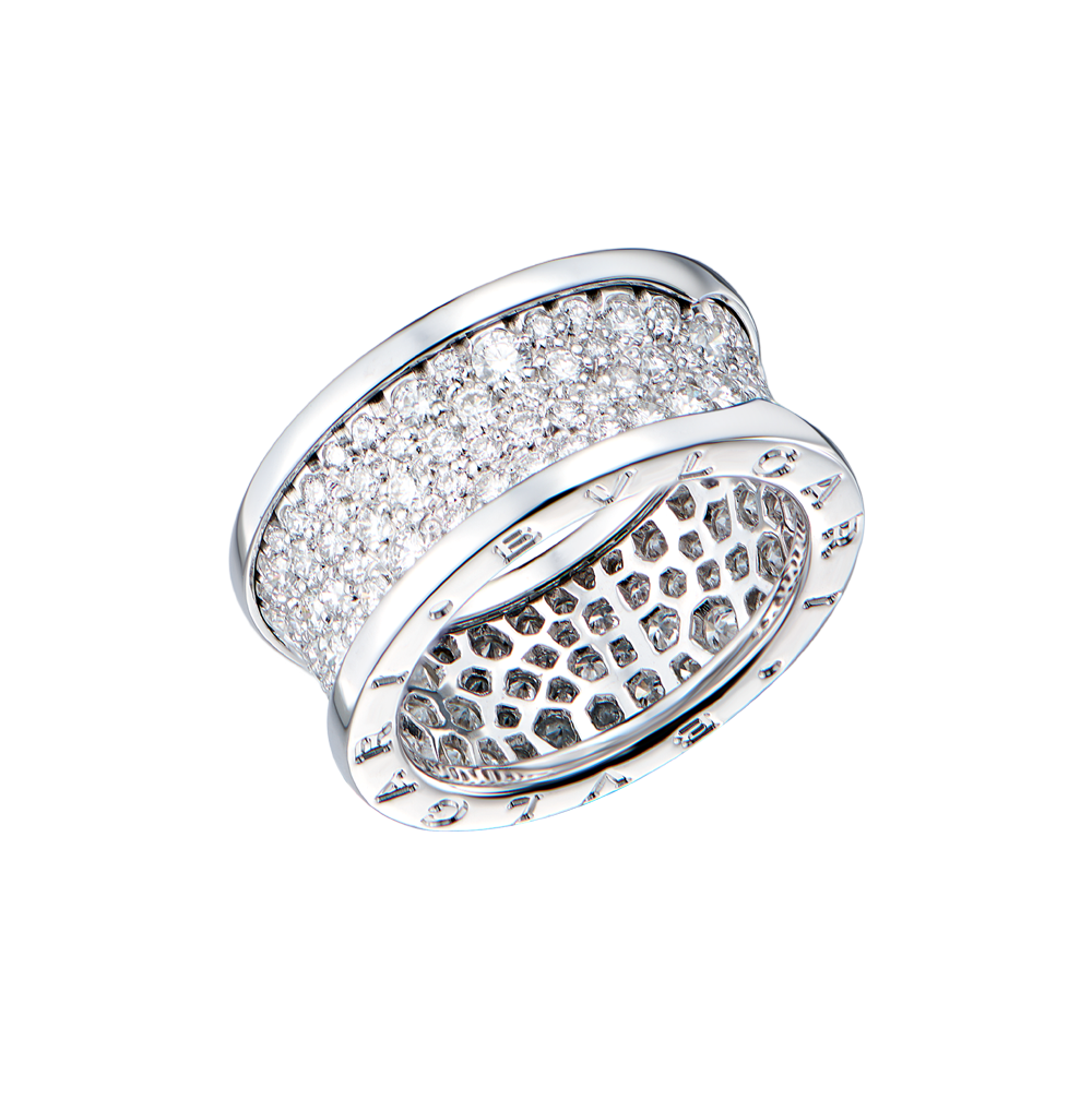 Кольцо No name в стиле Bvlgari BZero1 White Gold Diamonds Ring(54384) №2