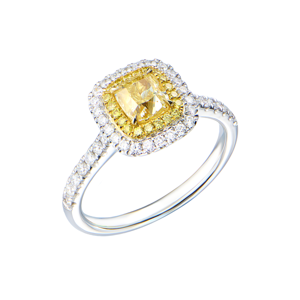 Кольцо GIA 1,01 ct Fancy Light Yellow/VS2 Cushion Cut & White Gold(54463) №3