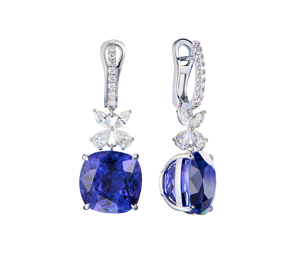 Серьги No name 12,89/12,85 ct Vivid Blue/VS Natural Tanzanite(52101) №5