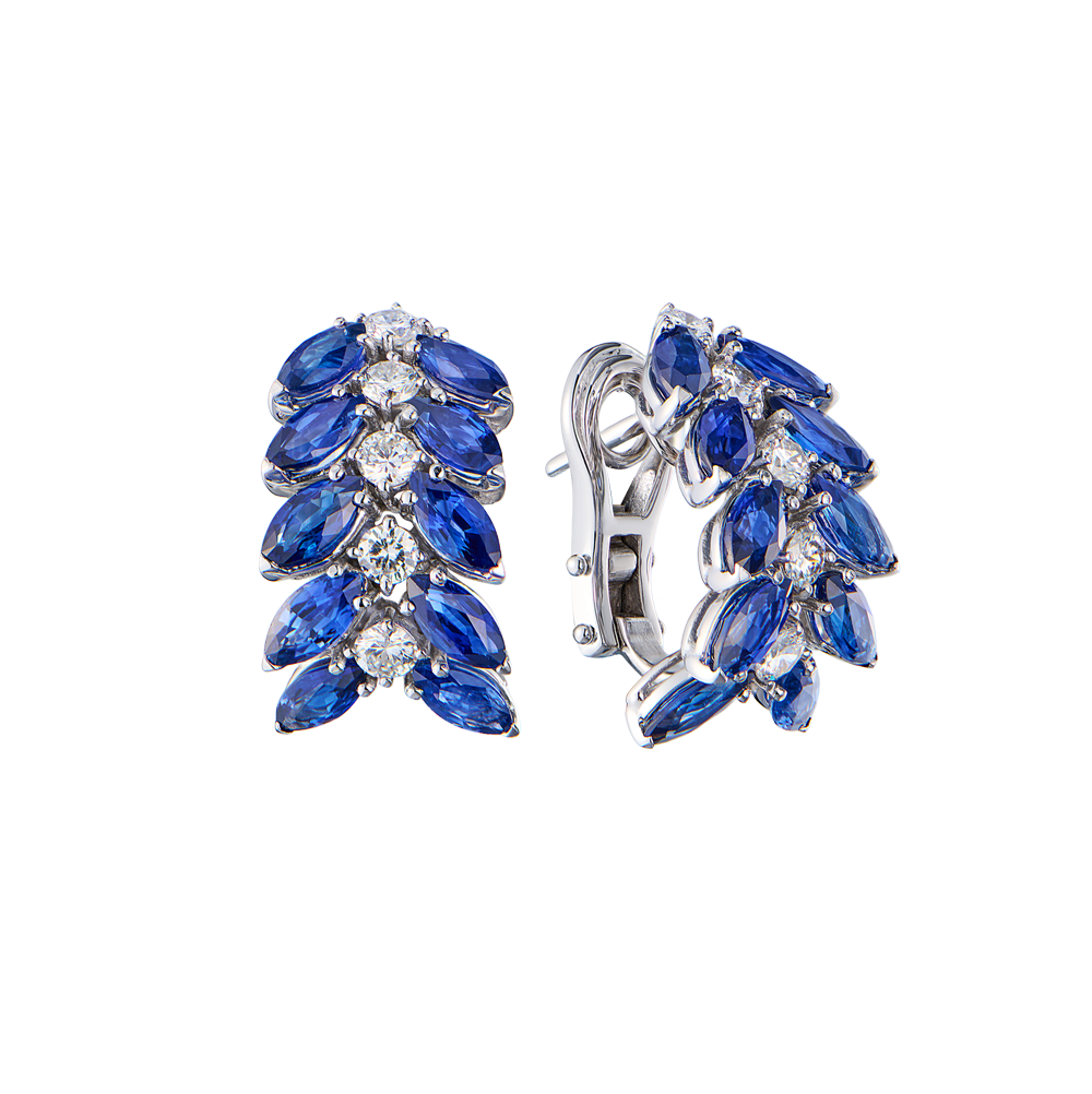 Серьги Prima Exclusive 7,75 ct Sapphires & 1,10 ct Diamonds & White Gold(51678) №4