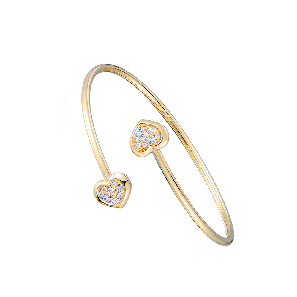 Браслет DeRosa Two Hearts Bangle Diamonds Yellow Gold B9400327(51807) №3
