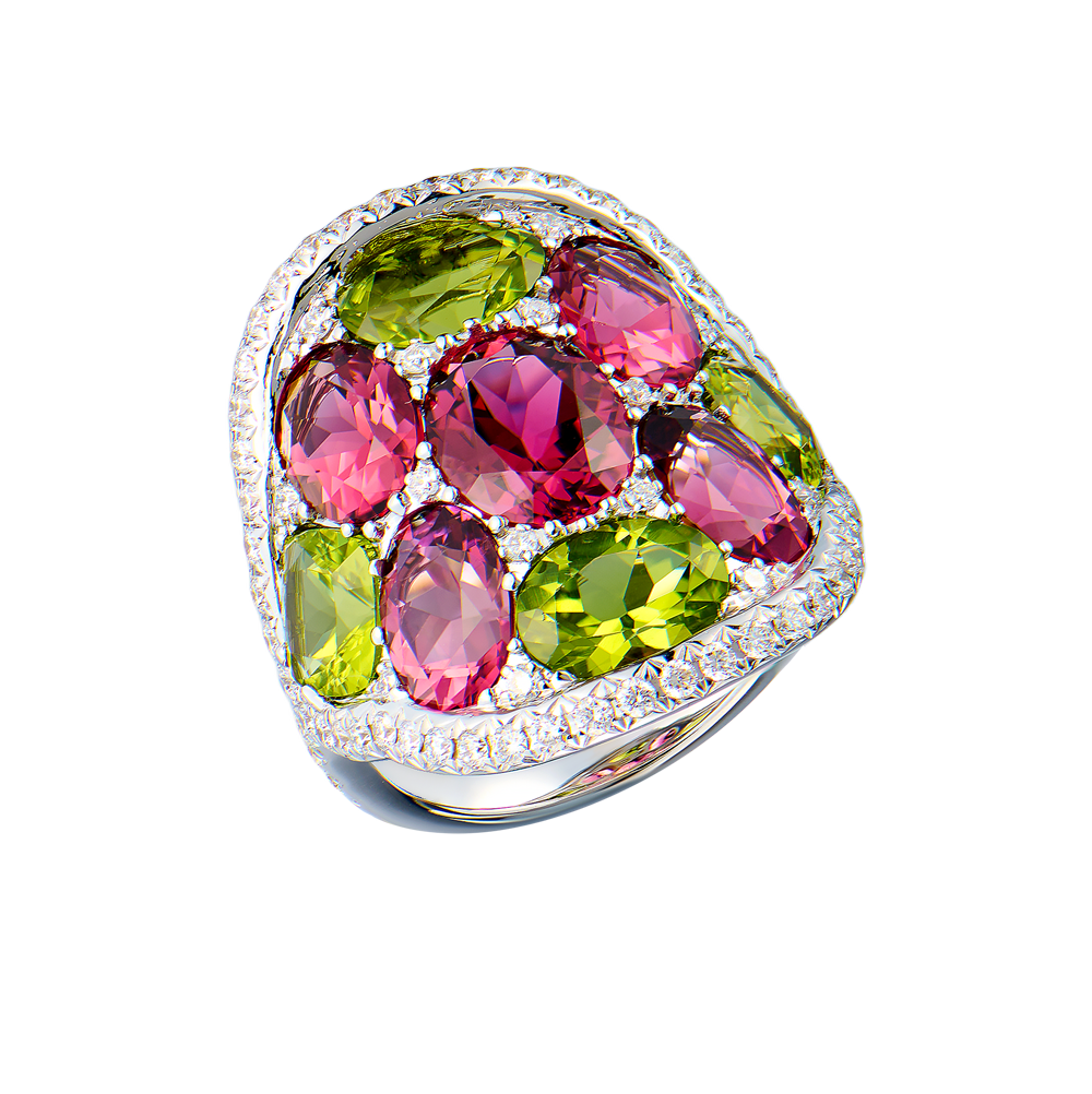 Кольцо Hour Passion Jewellery White Gold & Tourmaline & Peridot & Diamond(51448) №5
