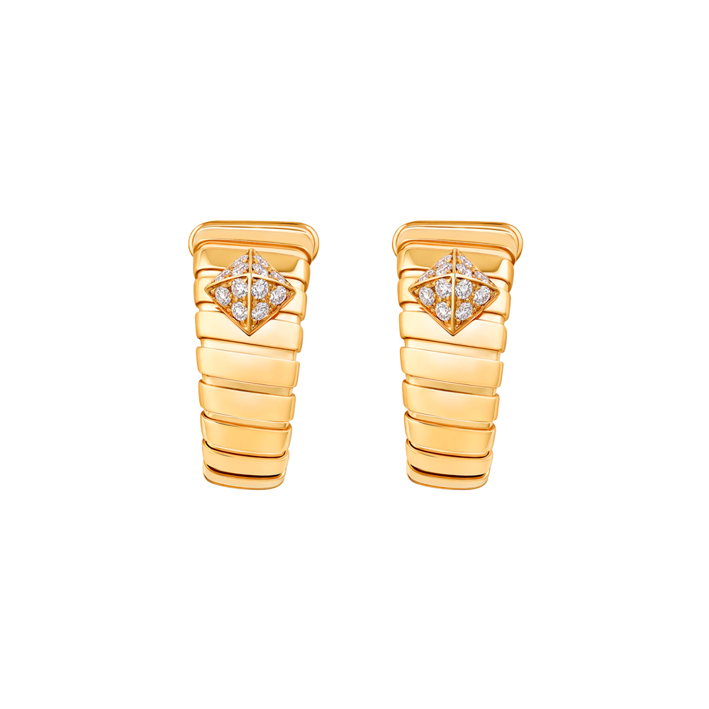 Серьги Bvlgari Tubogas Yellow Gold & Pavé Diamonds 362301(53449) №4