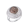 Кольцо No name White Gold & White & Brown Cubic Zirconia(55761) №1