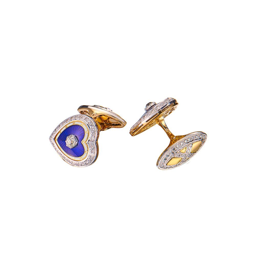 Запонки Vasily Konovalenko Hearts in White & Yellow Gold & Lapis & Diamonds(55419) №3