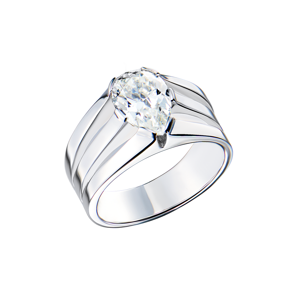 Кольцо No name МГУ 1,34 сt G/SI2 Pear Cut Diamond & White Gold(55298) №3