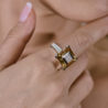 Кольцо No name Yellow Quartz & Diamonds & White Gold(49078) №2