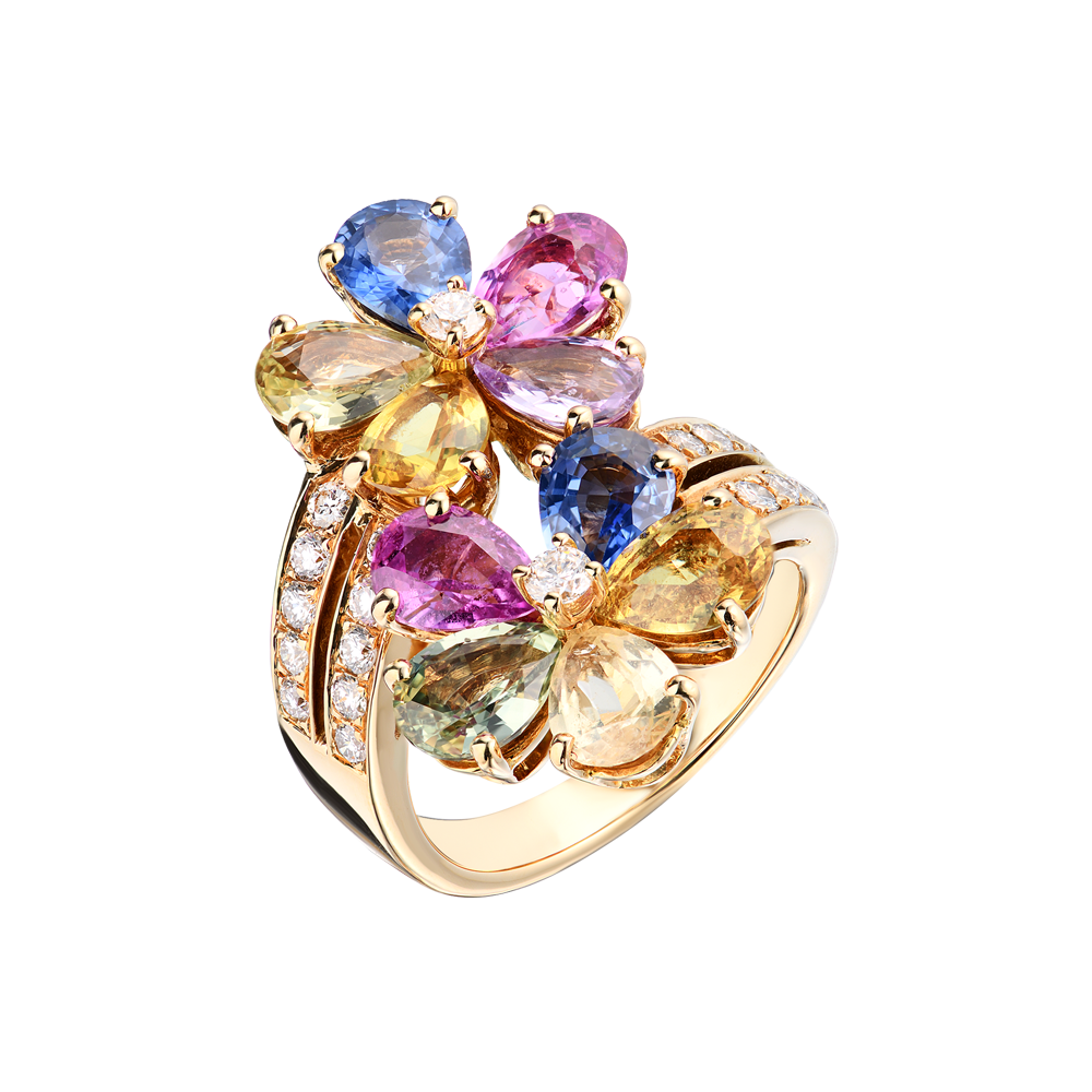 Кольцо Bvlgari Yellow Gold Diamond Sapphire Flower(44388) №4