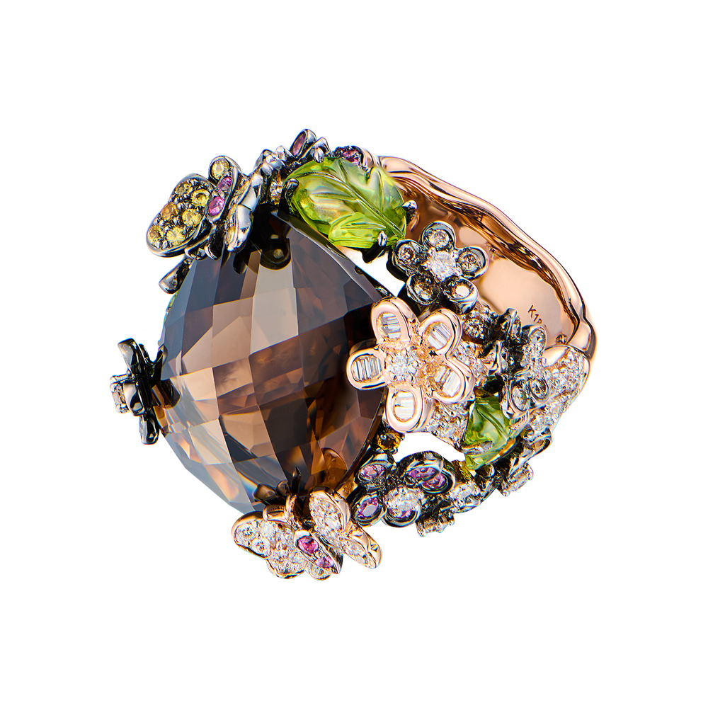 Кольцо No name Smoky Quartz with Multi Gem Surround(52620) №6