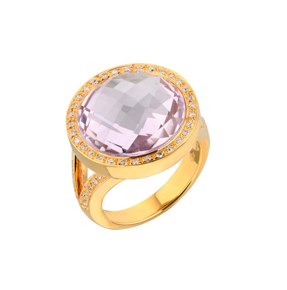Кольцо No name Amethyst & Diamonds & Yellow Gold(34954) №4
