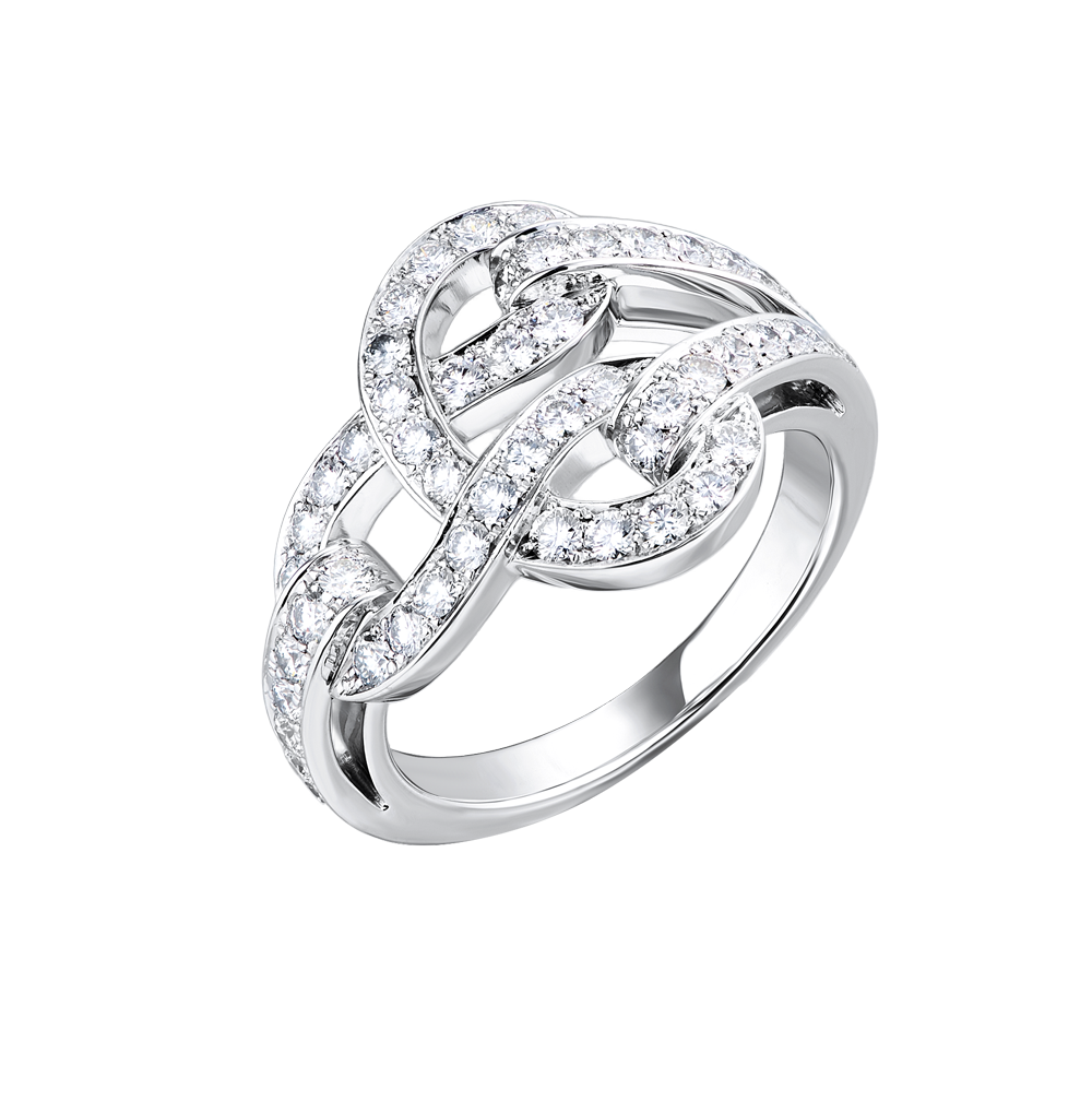 Кольцо Cartier Agrafe White Gold Diamonds 18.0 (57)(40677) №4