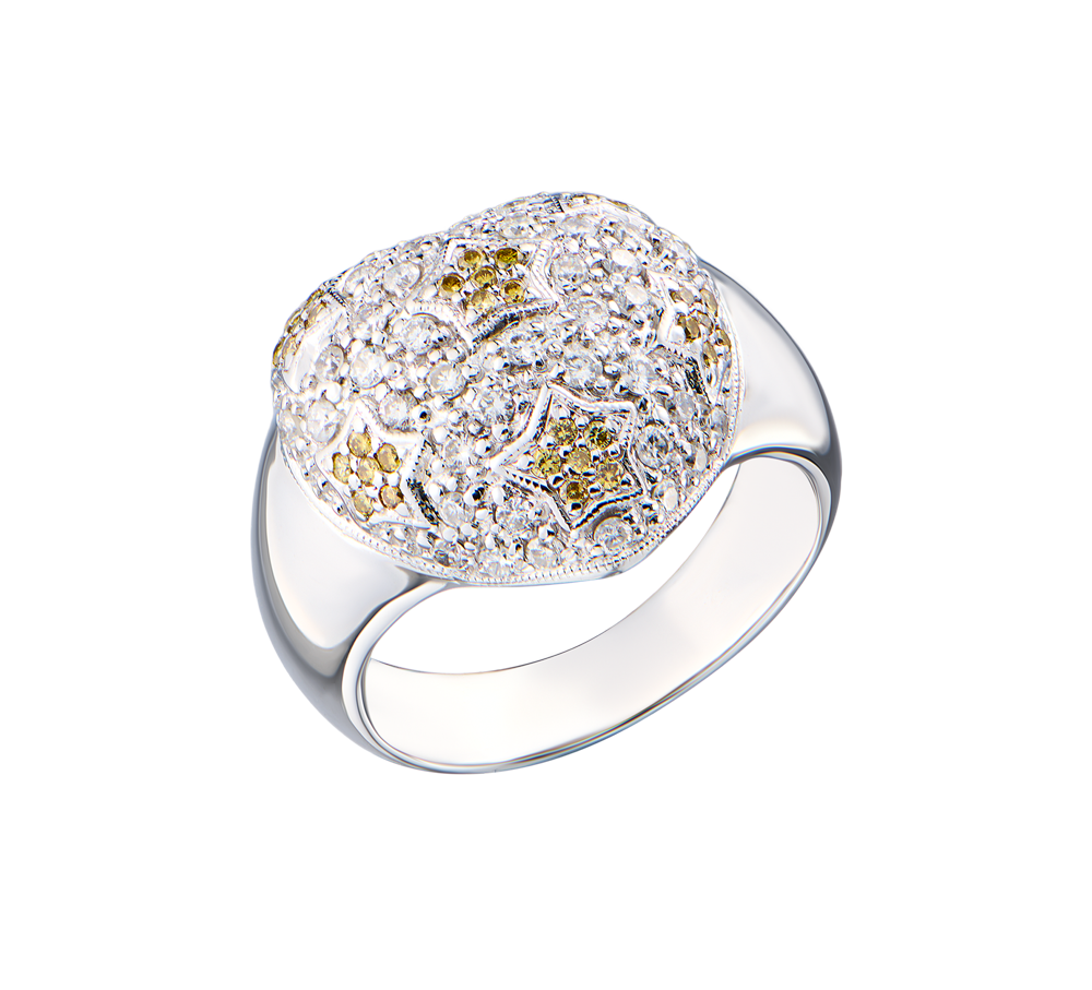 Кольцо No name White Gold Diamonds Heart(52563) №4