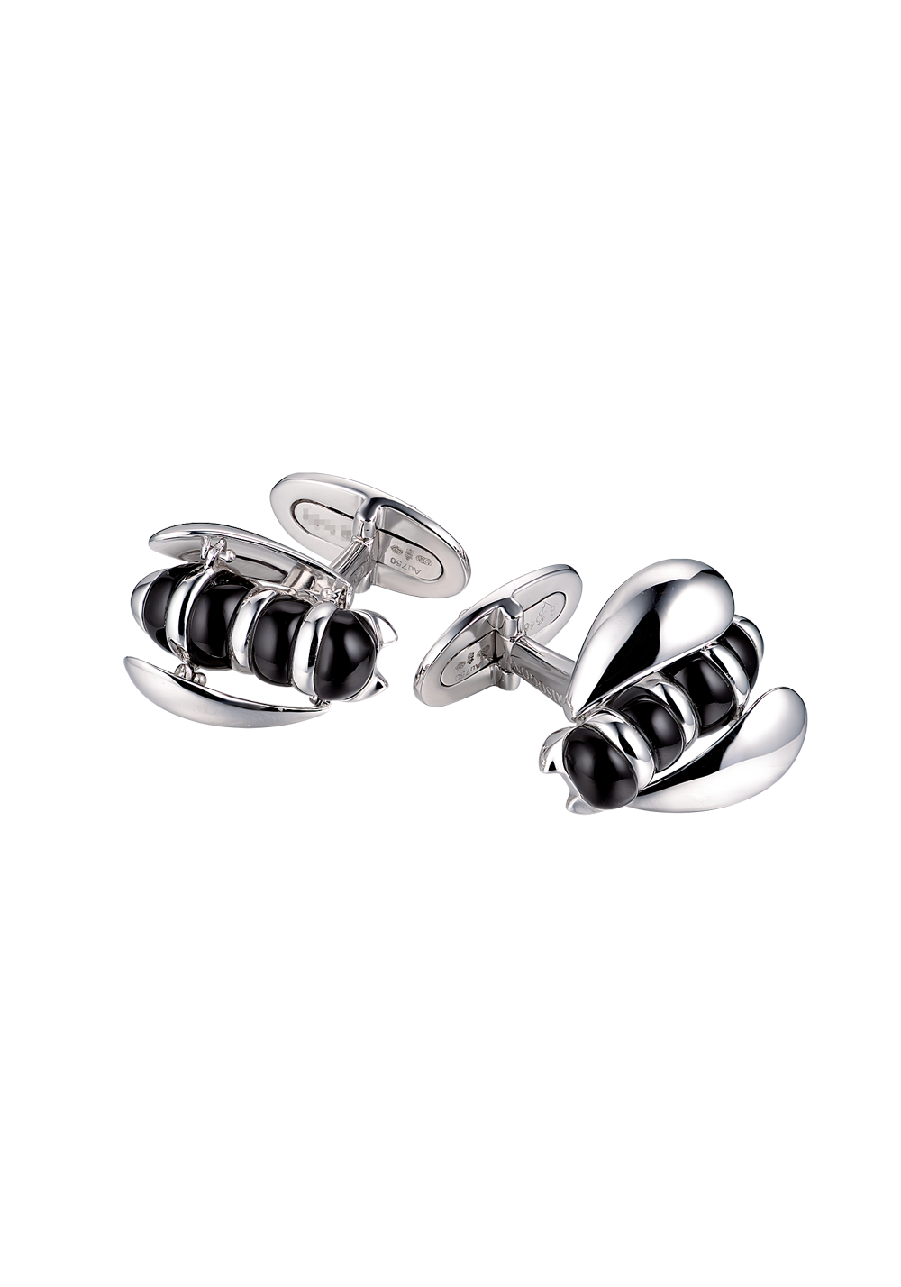 Запонки De Grisogono Black Enamel White Gold Bee(13121) №4