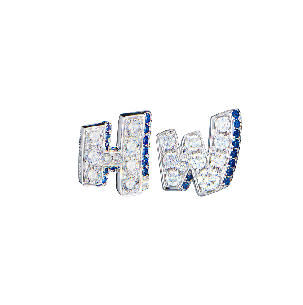 Пусеты No name в стиле Harry Winston "Graffiti" Diamonds & Sapphire in Platinum(53540) №6